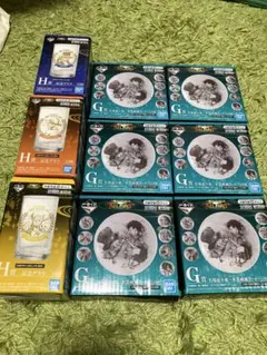 ワンピース一番くじ　グラス３つと小皿6枚セット