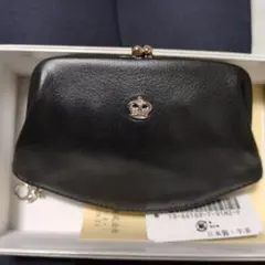 HAMANO 濱野皮革工藝 ブラックレザーがま口 財布