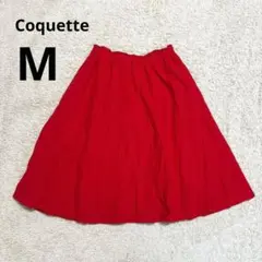 【Coquette】フレアスカート　ウエストゴム　赤　レッド　膝下　ゆったりめのサムネイル