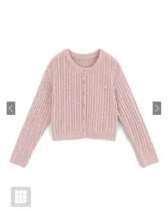 ピンク ケーブルニット クロップドカーディガン