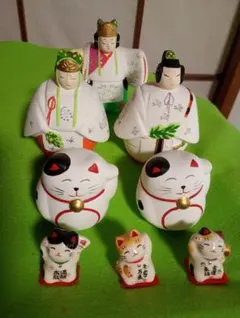 【中古】【画像すべて】今戸神社招き猫３体鷲神社招き猫２体明治神宮土鈴３体桜井識子