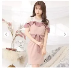 【dazzy store】キャバドレス S レース フリル ピンクタイトドレス