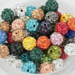 ラインストーンボール 50粒 カラフル ミックス パヴェボールビーズ B92