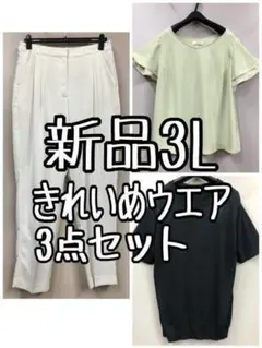 新品☆3L♪お仕事・お出かけ♪きれいめウエア3点セット♪☆k706