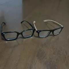 ブラック 四角形フレーム 伊達メガネ 2点セット