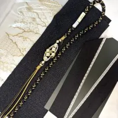 新品　2026年モデル　黒　振袖用　帯締め　帯揚げ　半襟　重ね襟　セット