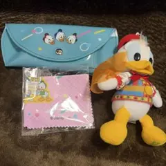 ディズニー ドナルド ぬいぐるみバッジ メガネケース セット