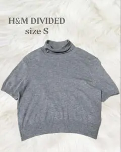 レディース トップス ニット タートル 半袖 クロップド ファイン グレー S