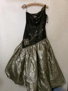 94562　レディース　カラードレス　黒ｘゴールド　9