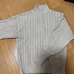 リブ編みハイネックセーター ベージュ　グレイル