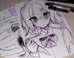 手描きイラスト アナログ オリジナルイラスト セット