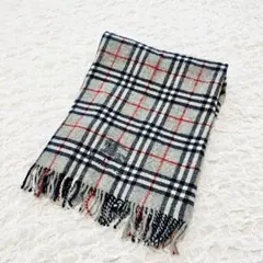 【美品】バーバリーブランケットノバチェック 膝掛け大判ストールマフラーグレーレア
