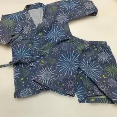 花火柄 コットン甚平 110