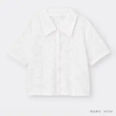 【お値下げ】GU ホワイトレースシャツ Lサイズ レディース
