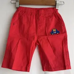 ミキハウス ホットビスケッツ 刺繍付きパンツ90 赤色 薄手ズボン