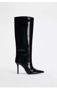 ワイドレッグヒールブーツ 37 ブラック