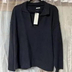 【新品】GU パフィータッチ スキッパー ポロセーター ネイビー 3XL