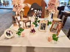 ウェディングウェルカムスペース　造花　花瓶付き　白サテン布付　まとめ売り