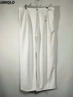 新品 ユニクロ ドレープデニムタックパンツ XXL ナチュラル ホワイト