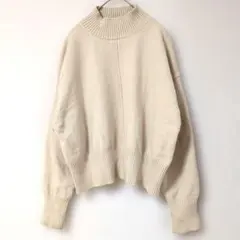LOWRYSFARM ベージュ ニット セーター ハイネック オーバーサイズ