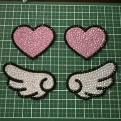 うちわデコパーツ デコうちわ パーツ ピンク 羽 ハート