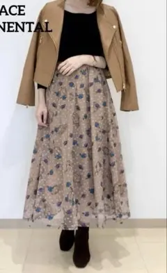 グレースコンチネンタル スカート コスメ刺繍チュールスカート ベージュ 36のサムネイル