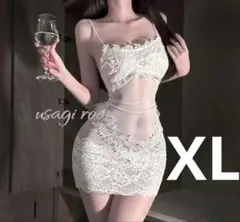 セクシーランジェリー ベビードール ホワイト レース シアー キャミソール XL