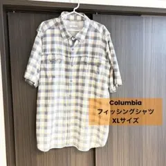 【希少XL】コロンビア 半袖 フィッシングシャツ チェックメッシュ裏地のサムネイル