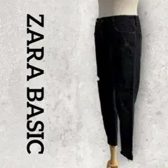 ZARA BASIC Z1975 Denim ダメージデニム (38) ブラック