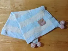 ジェラピケ ポンポン付きブランケット　ボーダー