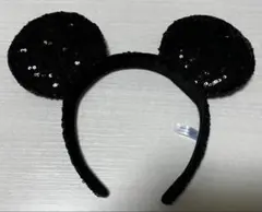 ディズニー カチューシャ ミッキー スパンコール ブラック