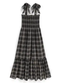 チェック柄リボンシャーリングワンピース[tg735]