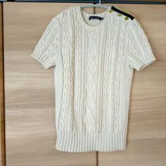 Ralph Lauren ケーブルニット　半袖　金ボタン　サマーニット