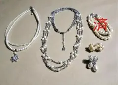 パール系 アクセサリー ネックレス ＆ イヤリング まとめ売り