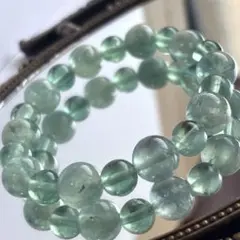 天使の羽フローライト♡高品質グリーンフローライト♡天然石デザインブレスレット