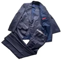 ダークグレー 3ピーススーツ ウール混紡