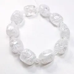 天然石水晶 タンブル 丸玉 クラック水晶 1連 ビーズ 素材