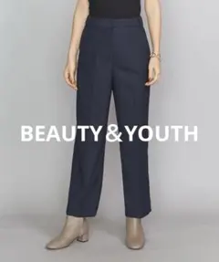 BEAUTY&YOUTH メランジストレートパンツ ネイビー　スラックス