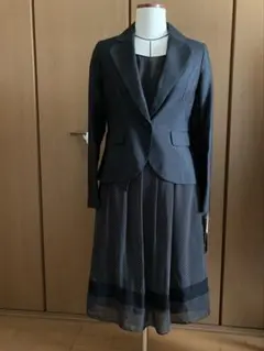 セレモニースーツセット・ドット柄ドレス☆3点セット 9号【新品・未使用品】