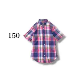 『ポロバイラルフローレン』 チェック柄シャツ 【150】 半袖 綿100%