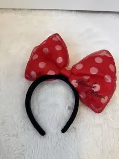 ディズニーカチューシャ/水玉デカリボン/赤／ミニー風