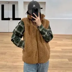 ブラウン フリース ジレ