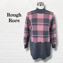 Rough Rare☆チェック柄ハイネックニットチュニック【M~L】ピンクグレー