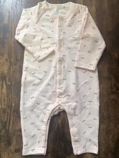 ピンク リボン柄ロンパース