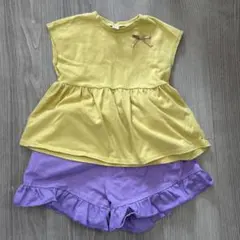 ペプラムTシャツとショートパンツセット