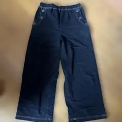 ワイドパンツ デニム調 ウエストゴム