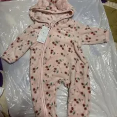 さくらんぼ柄ロンパース 70cm ピンク