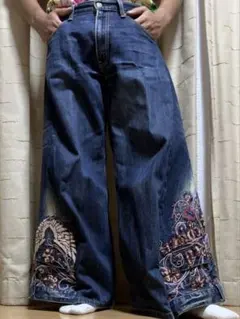 USA製00s Ed Hardy ワイドストレートデニム 和柄刺繍 Y2K - メルカリ