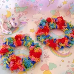 no.31 カラフル✧ハンドメイドキッズシュシュ2個セット