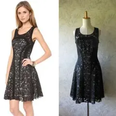 新品♪DVF♪KALAブラックレースドレス$445/USサイズ4